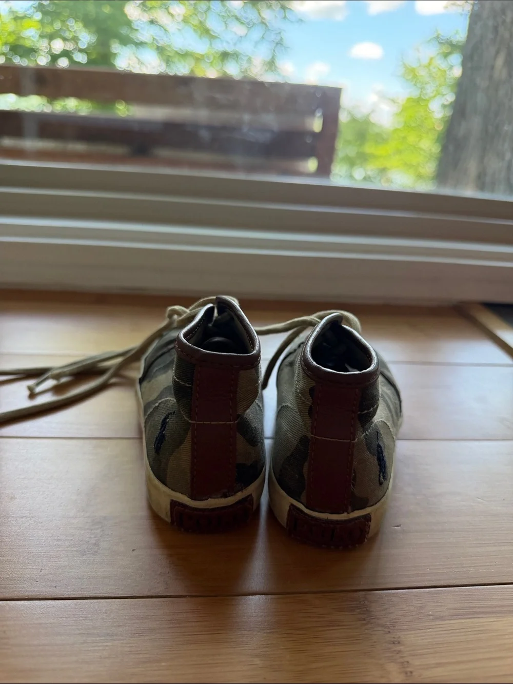 Ralph Lauren Kids Camo High-Top Sneakers with Brown Trim